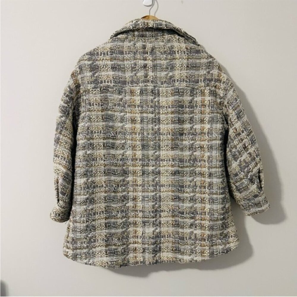 My Little Mushroom Biu Oversized Tweet Cozy Tweed Button Coat Womens Size XS - Picture 3 of 11